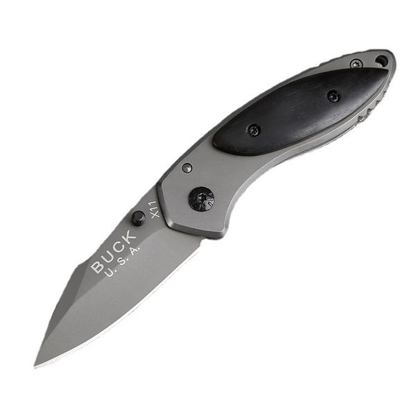 Coltello pieghevole da esterno con marchio X11 Coltello da tasca da campeggio Manico in legno STRUMENTO EDC Lama affilata in acciaio inossidabile Multi usi