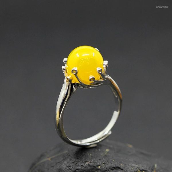 Anelli a grappolo 925 Silver Women Simple Giallo Fruit Blossom Anello