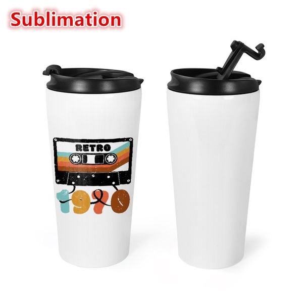 500 ml Sublimation Kaffeetasse mit Schraubendeckel leer Edelstahl isoliert Reisebecher Doppelwand Iced Travel Kaffeetasse für Frau und Mann DIY