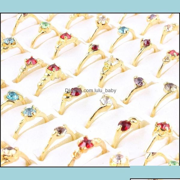 Band Rings Jóias Lotes de atacado de jóias 50pcs Crystal Rhinestone Color Women Women Ring Engagem