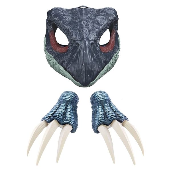 Máscara de festa Máscara Jurássica Therizinosaurus Máscara de Dinosaur com a mandíbula de abertura 10 em garras textura realista Olhos seguros Strap 230816