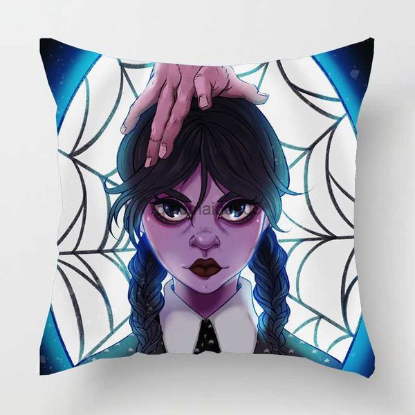 Pillow Case 45x45cm Amerikaner beliebter Film TV Mittwoch Addams Cover Familien Taillenkoffer Home Decor Sofa Car Pishion Cover HKD230817