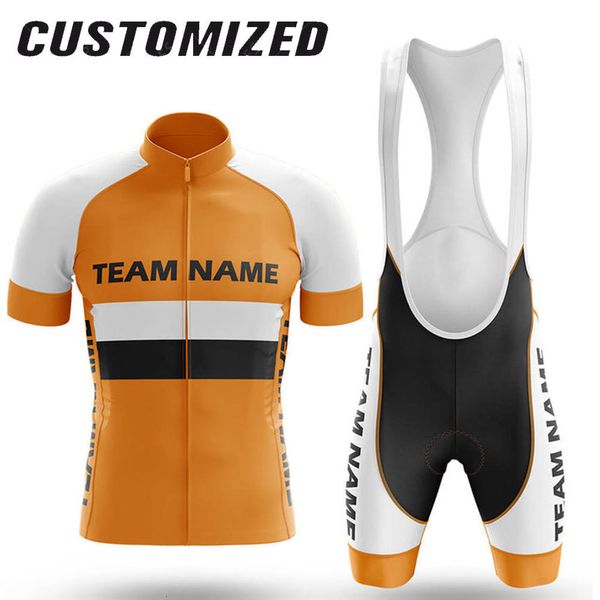 Radsporthemden Tops Radsportkleidung Custom Team Name Männer Radsportfahrradkleidung atmungsaktivem Anti-UV-Radfahren Kurzärmel Cycling Trikotset 230817