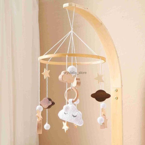 Babykrippen Rasseln Spielzeug 0-12 Monate Holzbaby Neugeborene Musikbox Bett Bell Hanging Spielzeughalter Klammer Kinderkrippe Spielzeugartikel HKD230817