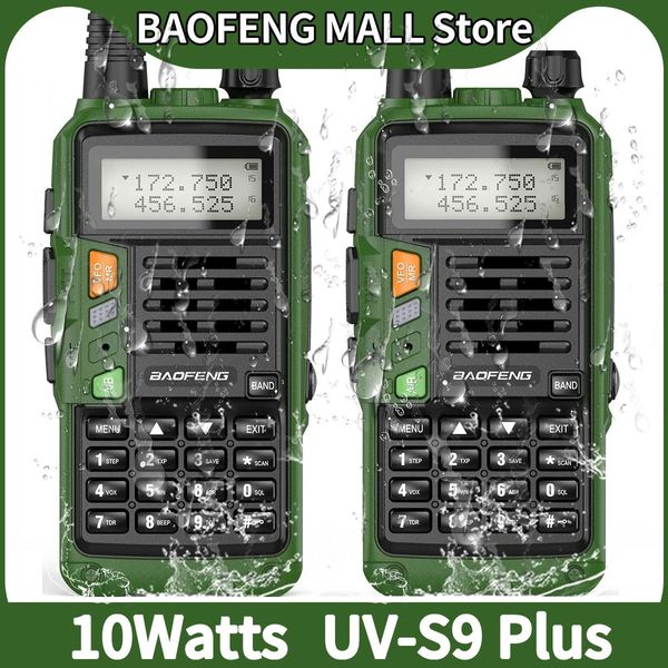 Walkie Talkie 2pcs Baofeng UV S9 Plus водонепроницаемые 10 Вт мощный CB Radio Long Range Portable Do -Set Set для охоты на путешествия 230816