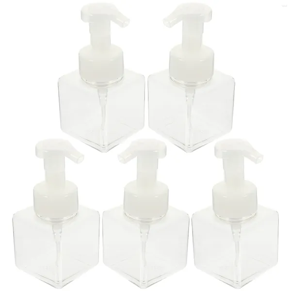 Garrafas de armazenamento 5 PCs Shampoo Dispenser Bottle Press Pression Bomba LONÇÃO PLÁSTICO PLÁSTICO PLÁSTICO CLARE RELACILÍVEL