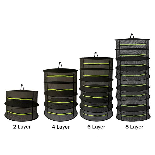 Outra organização de armazenamento doméstico dobrável rack seco 2 8 camadas secando líquido flor brota de peixe de peixe erva vegetal saco de malha pendurada cesto anti -mosquito tampa 230816