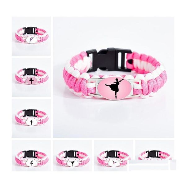 Bracelets de charme dança de balé para mulheres sapatos de dançarina de garotas sinal de vidro com cordão rosa Bracelet Girlfriend Jewelry Great Drop del Dhq19