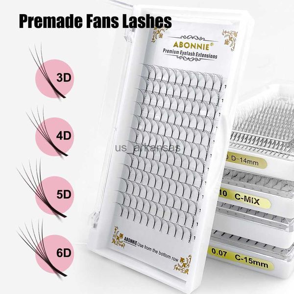 Ложные ресники Abonnie Long Stem Premade Fanashes Extension Extension Silk Индивидуальный объем ресниц 3D/4D/5D/6D Laws Mink Lash Natural Handmade HKD230817