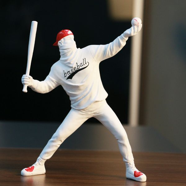 Objetos decorativos Figuras Escultura de caráter decoração Banksy Baseball Resina Arte Armário de vinho Cabinete de vinho Decorações pequenas 230816