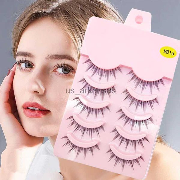 Ложные ресники Lekofo 5 пары 3D Mink Manga Lashes Faux Cils Корейские натуральные фальшивые плиты Extension Extension Cosplay Пушистые ложные ресницы Макияж Новый HKD230817