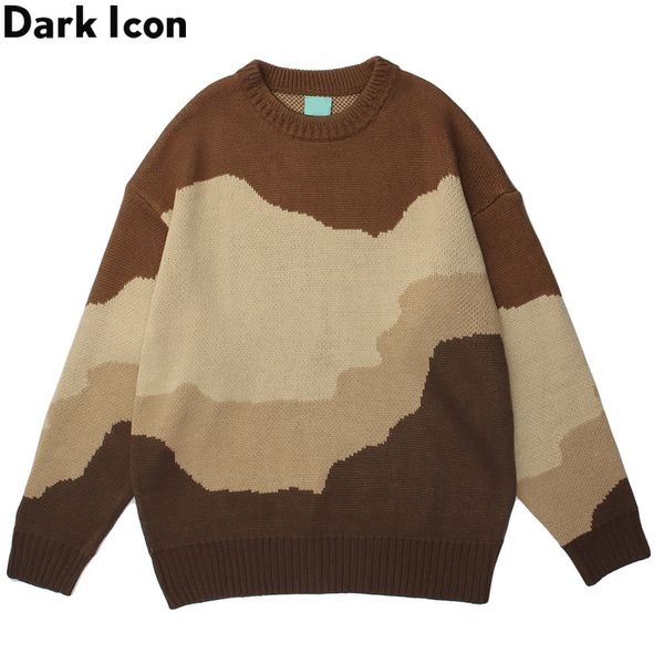 Suéteres masculinos Ícone escuro Pullover de bloco de cores homens Mulheres suéter etono malha de inverno 3 cores 230816