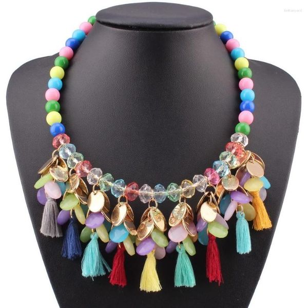 Подвесные ожерелья модные бренд красочный колье из бусин
