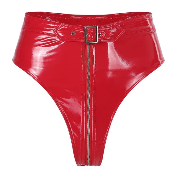 Briefs Panties Seksi Kadınlar İç çamaşırı Külot Islak Görünüm Pvc Yüksek Kesim Önde Zippered Kasık Kemer Kılavuzu İç Çamaşırı Egzotik Giyim 230817