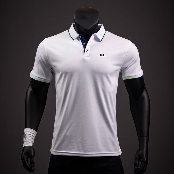 Erkek Polos J Lindeberg Erkekler T-Shirt Sıradan Kavur Dikiş Polo Gömlek Adam Yüksek kaliteli Kısa Kollu Yaz Krover Top İnce Fit Golf Wear 230816