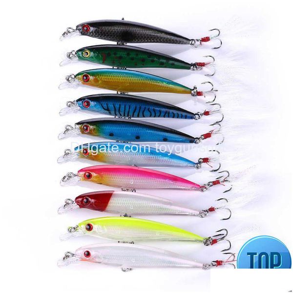 Yemler 1 PCS Minnow Balıkçılık 90mm 8G Bas Trolling Yapay Sert Yem Krank Sobblers 3D Gözler Pike Sazan Takım Damlası SP DH1MW