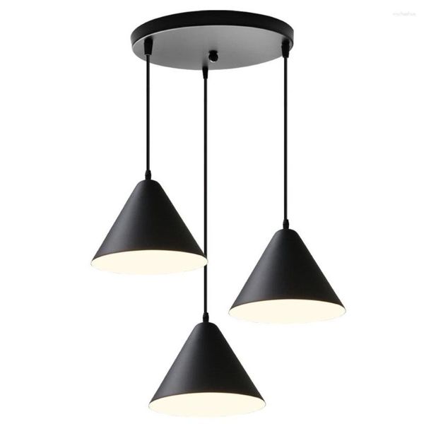 Anhängerlampen moderne nordische Lichter Einfache schwarze minimalistische Hänge 3 Köpfe E27 Edison Glühbirne für Küchen -Essschlafzimmer