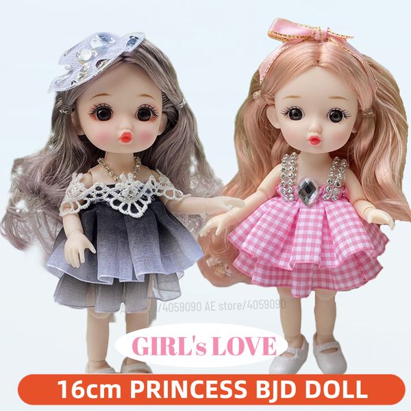 Dolls 16cm Face fofa Eyes Big Eyes Princess BJD Doll com roupas e sapatos 112 Figura escala Diy Movável 13 Juntas Sweet Gift Girl Toy 230816