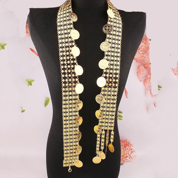 Collane a ciondolo gioielleria araba gioiello femminile catena corporeta bohémien domina etnica da spalla lunga trama collana