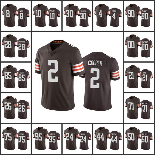 Clevelandbrownsmen 4 Deshaun Watson 2 Amari Cooper 95 Myles Garrett 24 Nick Chubb 85 David Njoku Kadın Gençlik Kahverengi Özel Buhar Sınırlı Forma