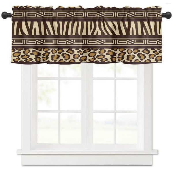 Cortina de cortina de leopardo africano marrom cortinas curtas curta cafe do armário de vinho janela da porta pequena decoração de casas de decoração de cortinas