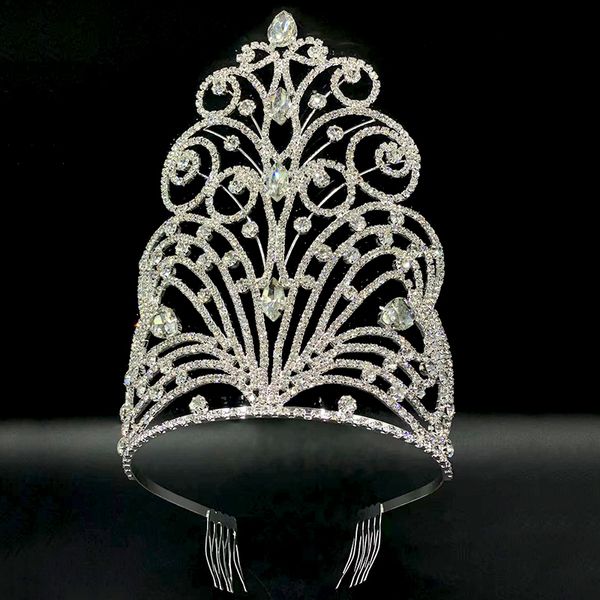 Hochzeitshaarschmuck Levery Großer großer Braut Tiara Crown Beauty -Festzug Hair Accessoires 230816