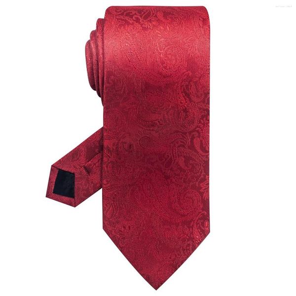 Bogen Seidenmarken Est Design Männer Red Paisley Verkauf 8 cm luxuriöser Krawattenhemdzubehör für Vatertag Hochzeit Hochzeit