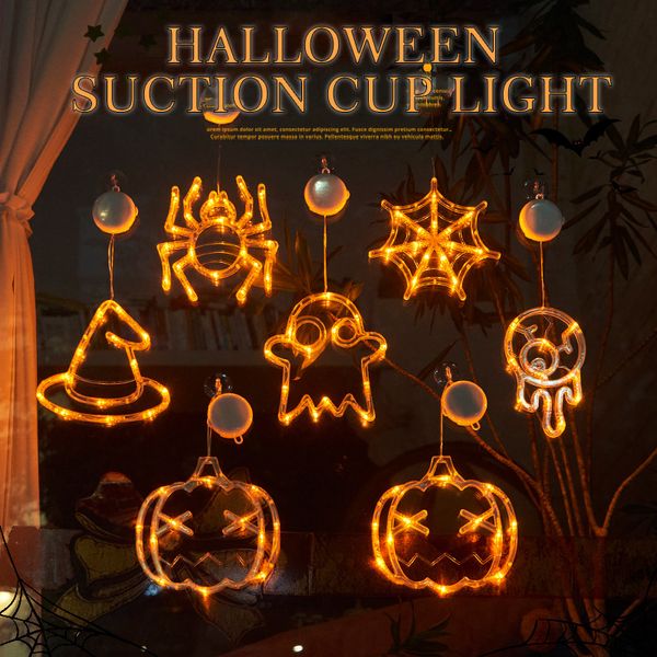 Altre forniture per feste di eventi Halloween Usce Cup Candange Luci a corde a LED Pumpkin Bat Spider Ornament Ornament Funsina Dispositivo Decoraggio della porta in vetro 230816