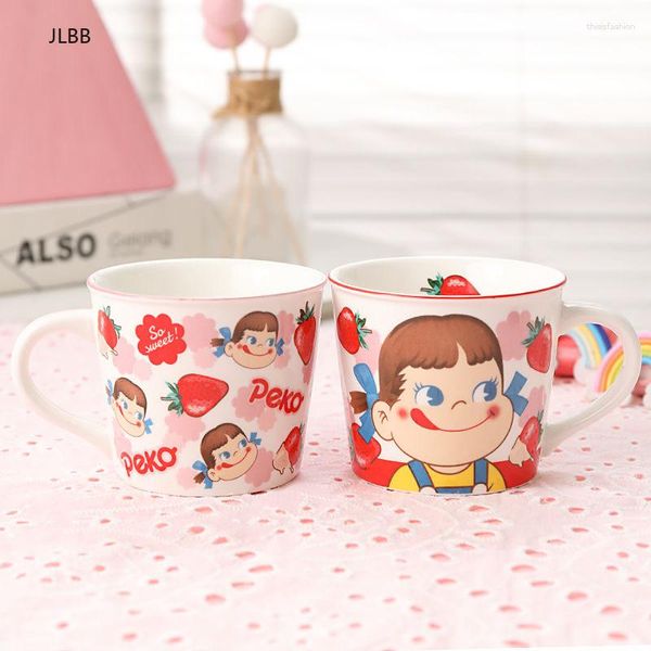 Tasse Tasse Tasse mit Löffel Cartoon Erdbeer Wasser Flasche Kaffee Milch Tee süßes Geschenk für Mädchen Kinder Keramik