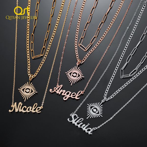 Cokers Collana di nome personalizzato per donne Vintage Pendant Fashion Angel Eyes Multiple Strame Chain Name Darry 230817