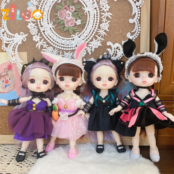 Puppen 18 BJD Doll Spielzeug 16 cm für Mädchen süßer Multijunkt mit Kleidung Dress Up Fashion Kinder Geburtstagsgeschenk 230816