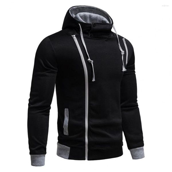 Herren Hoodies Hoodled Sweatshirt Buttoned Men Hoodie Stylish asymmetrisch mit schrägen Reißverschluss elastischen Manschettenkordel für a