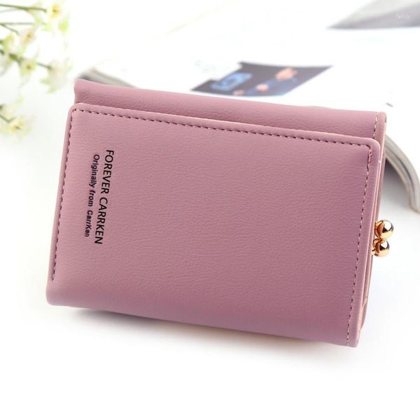 Brieftaschen 2023 Ladies Wallet Pu Mode Short Plain Weave Tri-Fold Card Halter Multifunktion