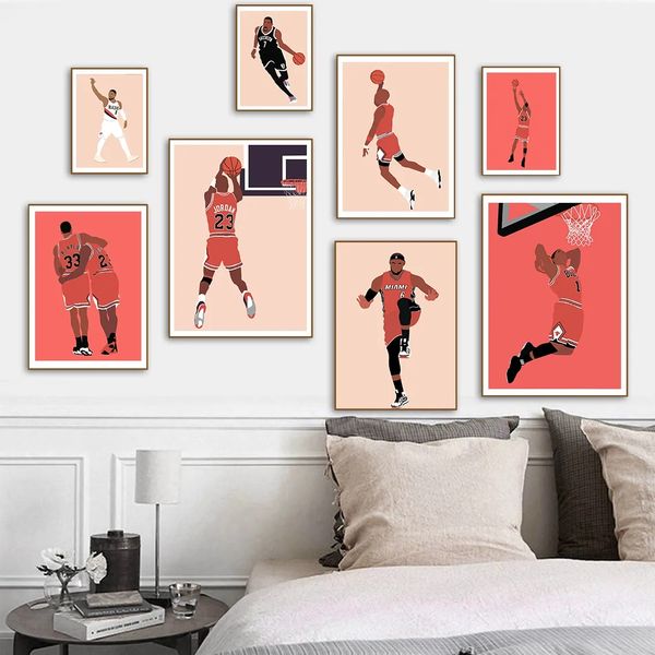 Basketball Star Canvas Painting Slam Dunk Sports Poster e Stampe Wall Art Nordic Wall Pictures Boy Room Arena Decor palestra Wo6