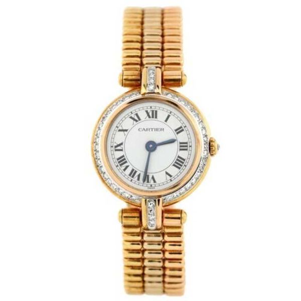 Luxusuhren Ct Swiss Made Uhren Ct Panthere Vendome Quarzuhr Gelbgold mit Diamantlünette 24 -