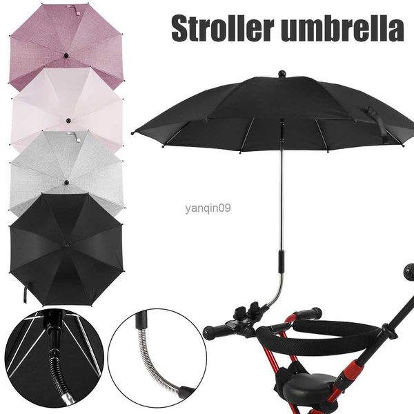 Ombrellas per passeggino per bambini ombrello 360 Pram di protezione UV ombrello Parasolo per bambini universali con morsetto regolabile e braccio flessibile HKD230817