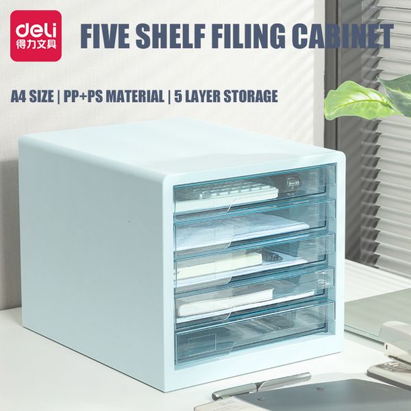 Outros acessórios de mesa Deli 5drawer arquivamento do gabinete A4 PPPs Material Material de grande capacidade Gaveta de trilha deslizante transparente 230816