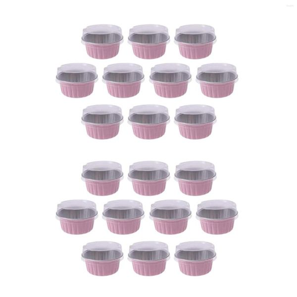 Pişirme Aletleri 200pcs 5oz 5oz 125ml Tek Kullanımlık Kek Bardakları Kapaklı Muffin Astarlar Alüminyum Folyo Cupcake Cups-Pink