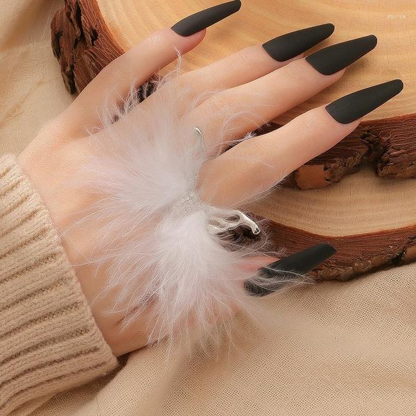 Anelli di nozze peluche Feather Butterfly Open Open Ring Creative Regolable for Women Romantic Fanhi