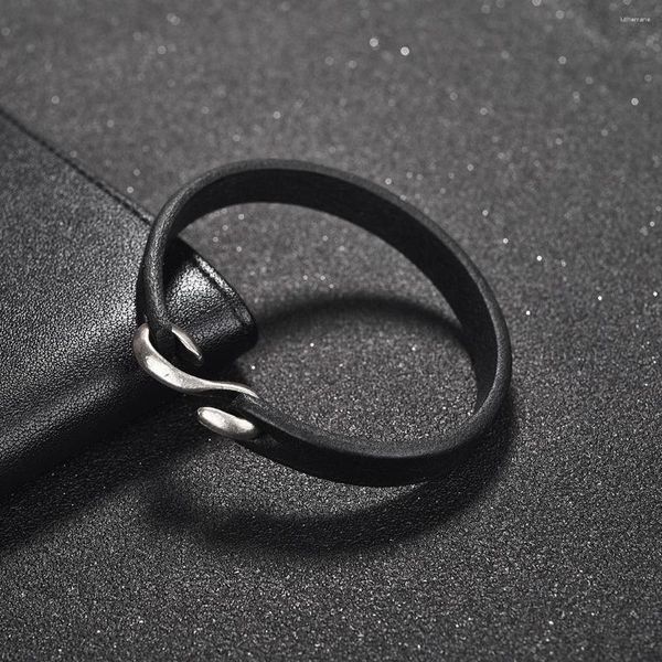 Pulseiras de charme pulseira de couro minimalista para homens pretos cor marrom marrom