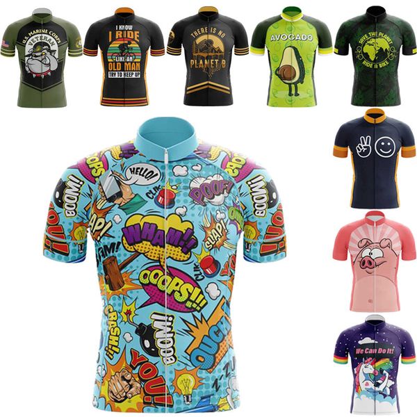 Bisiklet gömlekleri üstteki karikatürler bisiklet kıyafetleri yaz erkekler komik bisiklet gömlek döngüsü kısa kollu mtb jersey yol bisiklet giyim maillot velo homme 230817
