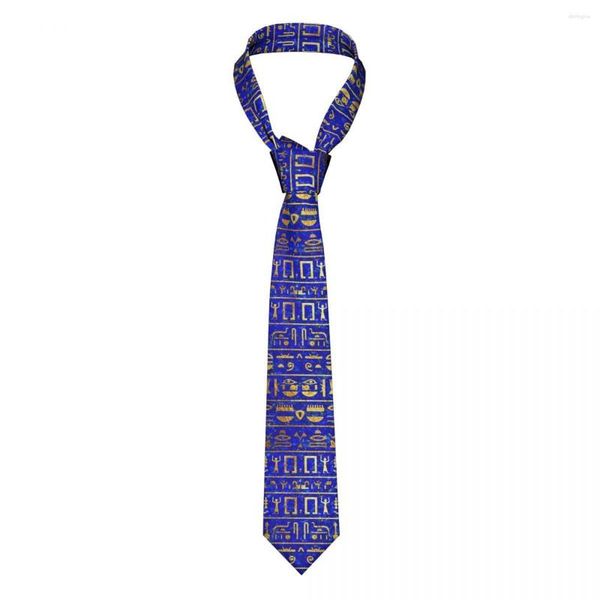 Bogen Gold Hieroglyphen Krawatten Unisex Polyester 8 cm ägyptische Nacken Krawatte für Männer lässig schmale Anzüge Accessoires Cravat Business Geschäft