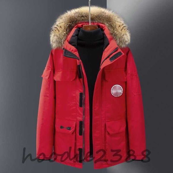 Красная канадская дизайнерская куртка Far Goose Down Jupt Jupt Men's Canadian Parka 90% белая утка вниз норка.