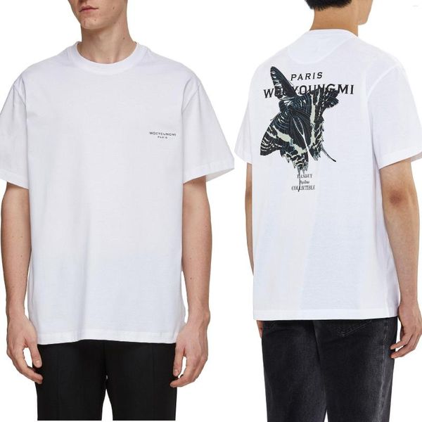 Homens camisetas Wooyoungmi Coreano Impressão T-shirt Mulheres Wym Luxo Designer Verão Borboleta Oversized Moda 2023 Streetwear Tee