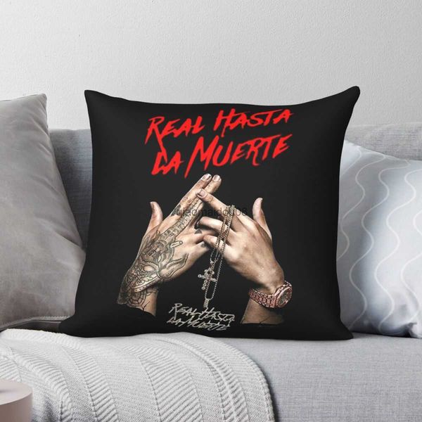 Подушка корпус Anuel aa Real Hasta La Muerte Case Polyester Linen Printed Decor Throw Case Coush Coush Wholesale HKD230817