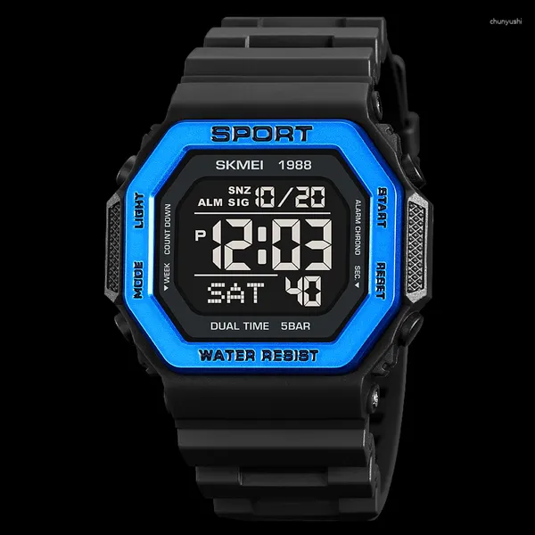 Orologi da polso skmei orologio originale maschile orologio marchio waterproof sportswartch lussuoso taglio di lusso data ladro digitale moda