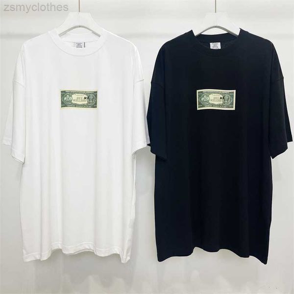 Homens camisetas Boa qualidade 2023ss vetements dólar americano moda t-shirt homens 1/1 vtm mulheres manga curta vintage camiseta