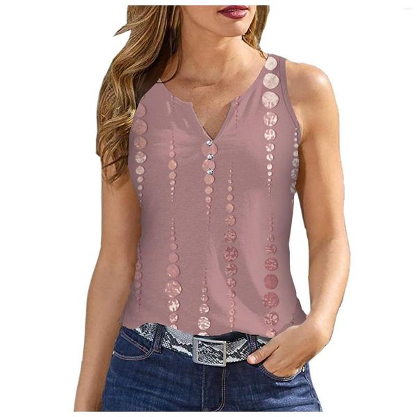 Frauen Tanks Frauen Tanktop V Hals Basic Druck lässig fließend flour ärmellose tiefe Seitengeschnitten Slim Card Anklingende Pass