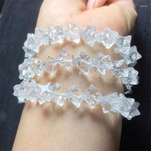 Strand Natural Clear Quartz Merkaba Bracelet Reiki Healing Stone Jewelry Gift Party Girl Birthday Presente 1pcs 12mm