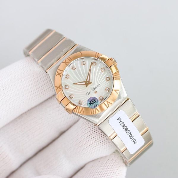 3S Factory Women's Women's Women's Quarta Geração Constelação Classic Classic 27mm Cal1376 Quartz Movimento O logotipo do relógio Butterfly Buckle é feito de 18K Gold Gold V2